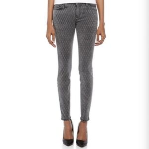 CURRENT/ELLIOT The Ankle Skinny Fishnet Printed Jeans Gray‎ Women's 26 Low Rise